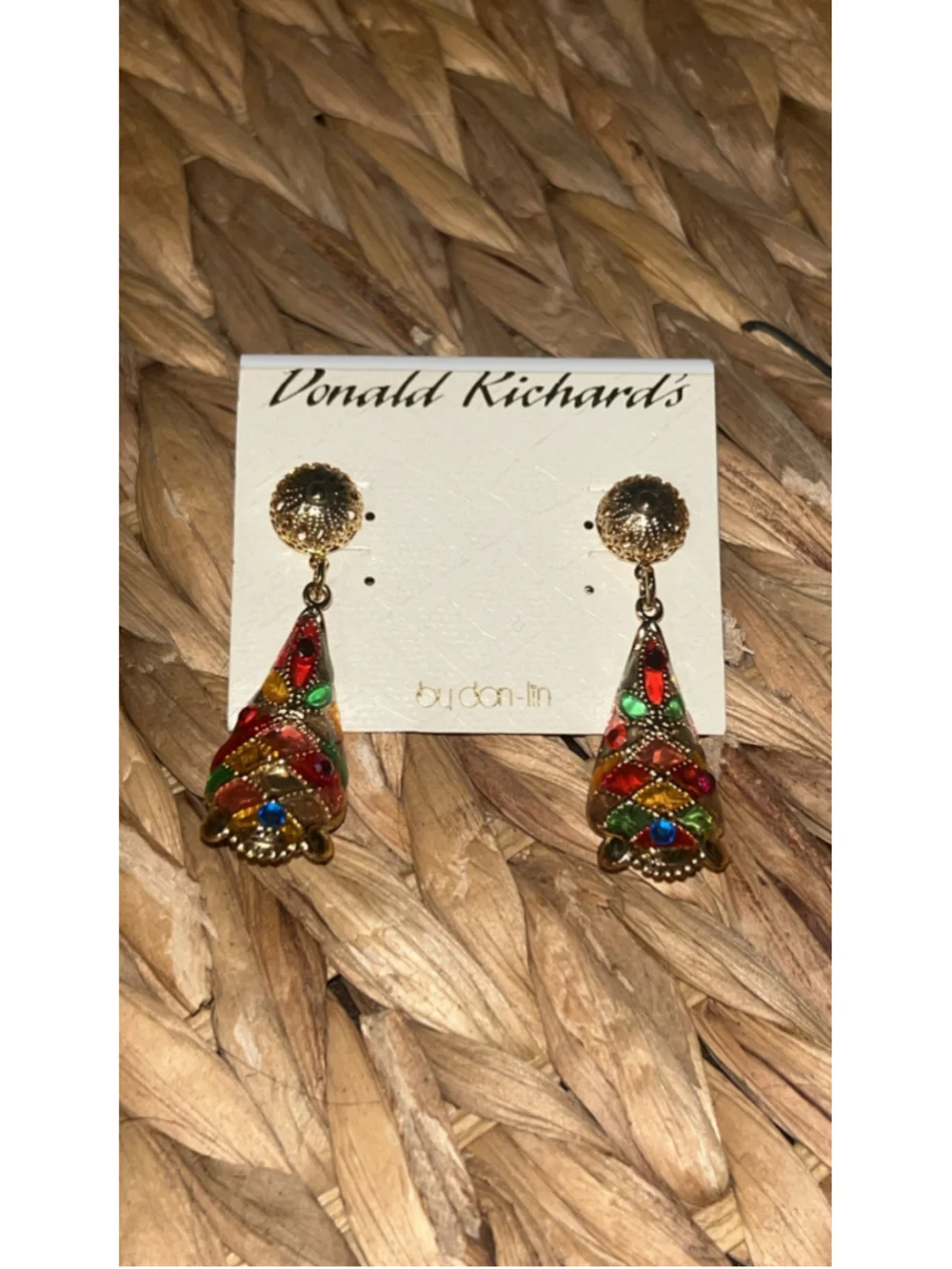Women's Donald Richards Gold Multi-color Dangle Earrings One Size